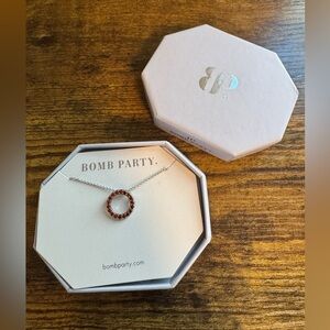 NWT Bomb Party Sweet Charm Dark Garnet CZ Necklace
